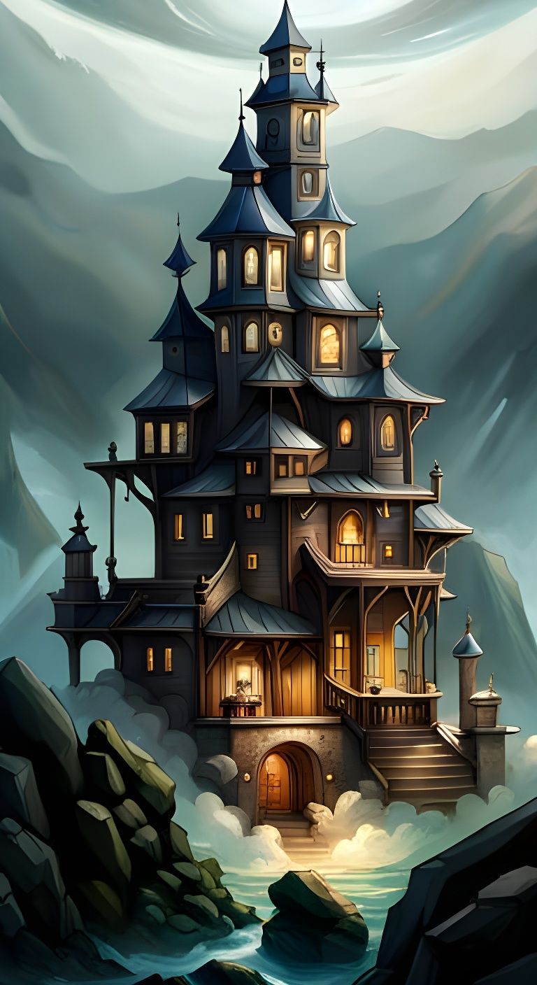 Eldritch Mansion in Darklight: Digital Art