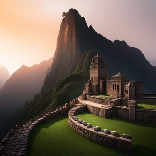 Ethereal Machu Picchu Ruins in Fog, 8K