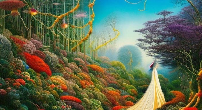 Woman in Vines Network with Forest Exposure