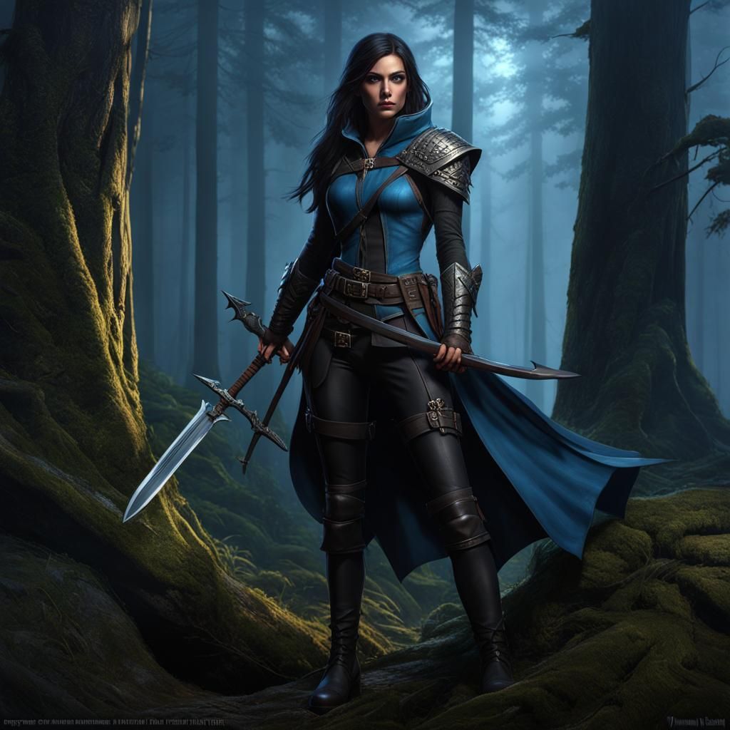 Half-Elf Ranger in Dark Fantasy Forest