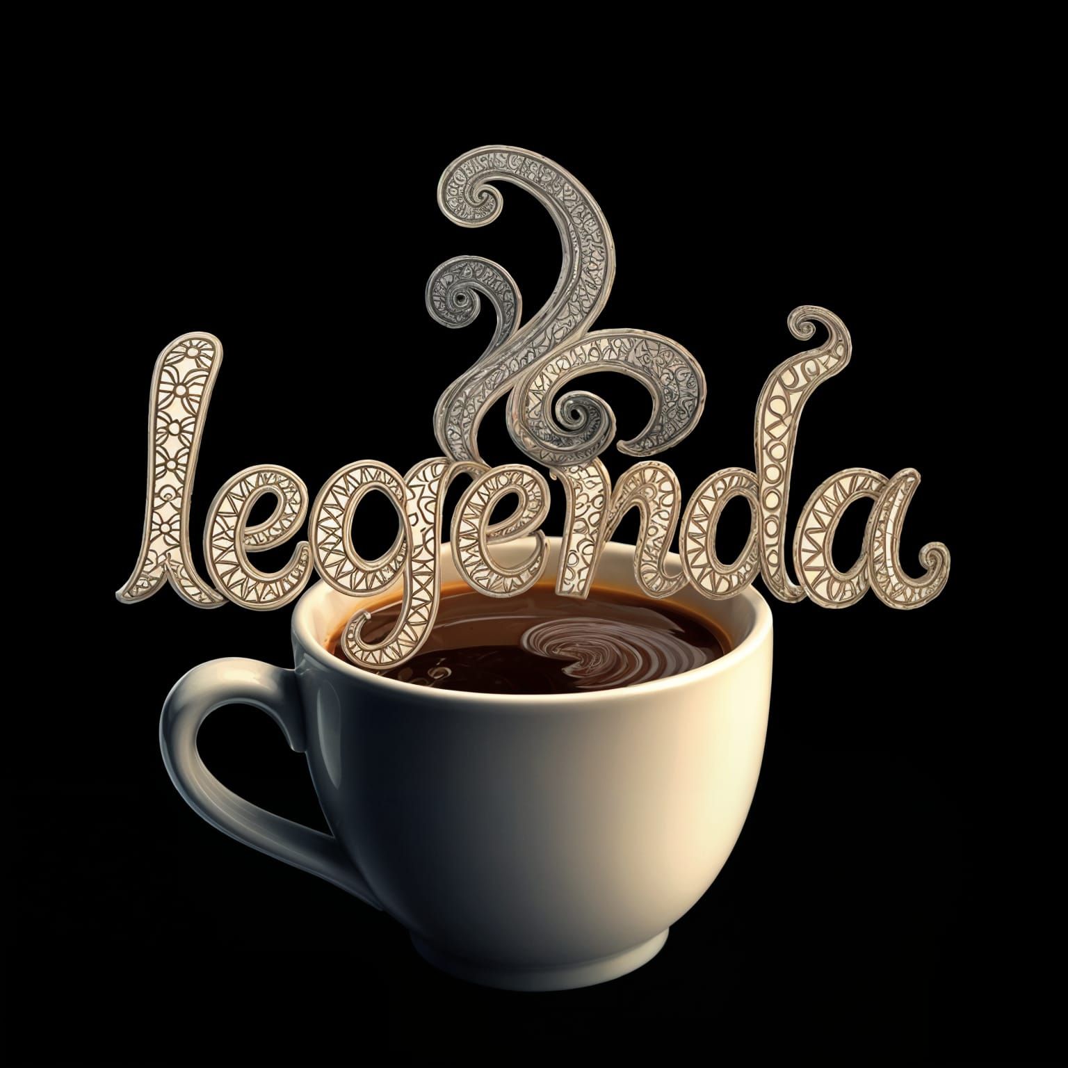 Dreamy Coffee Legend in Whimsical Typographic Art