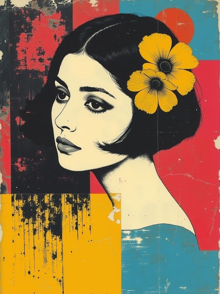 Geisha with Flowers: Magical Realism Fashion Sketch