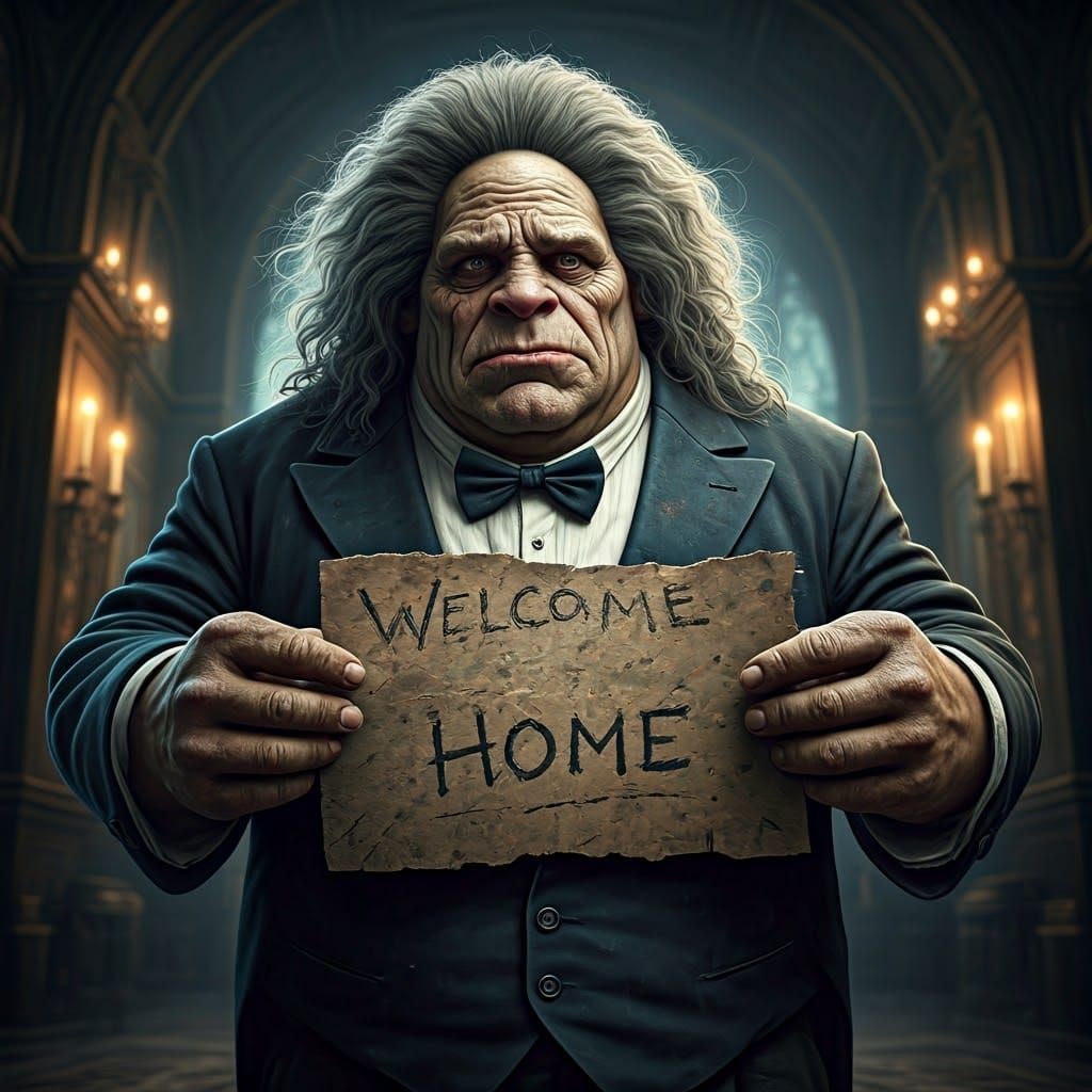 Sad Ogre Welcomes Visitors Home: Photorealistic Macro