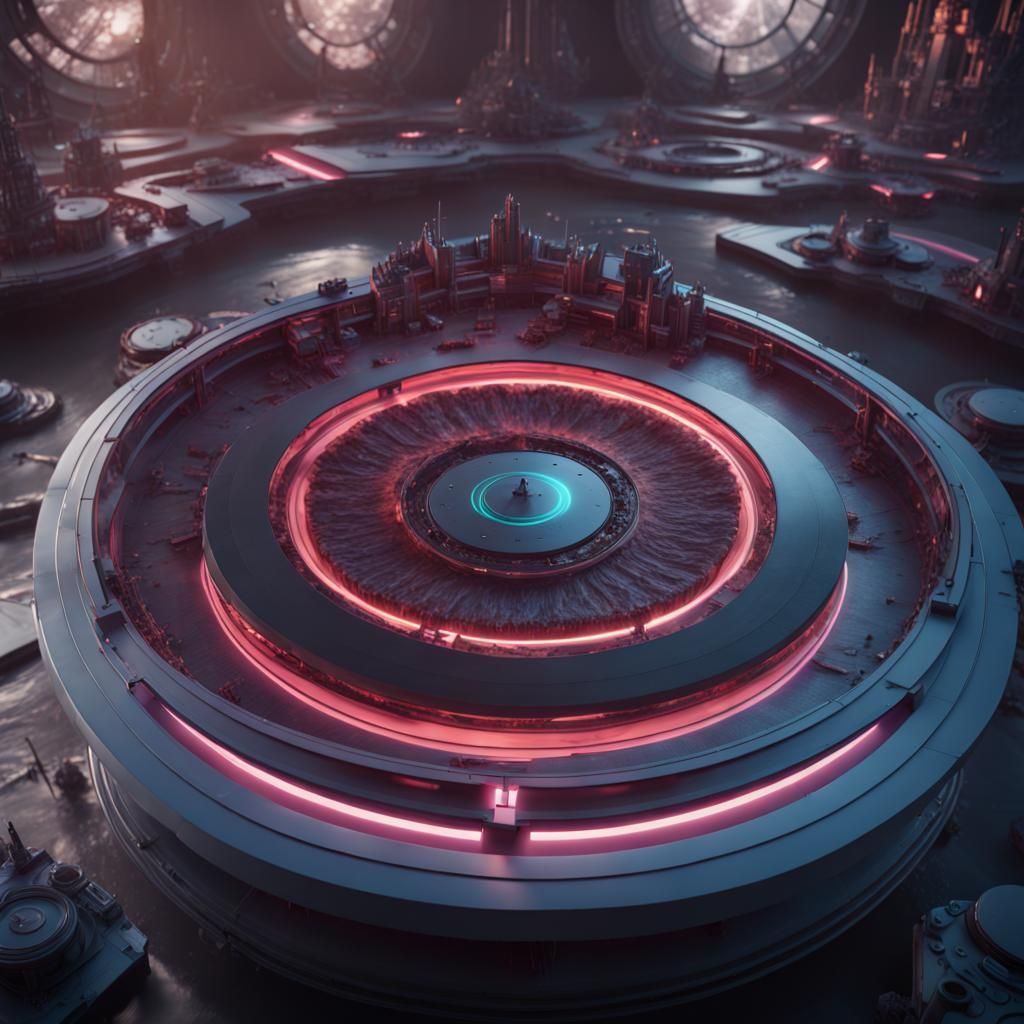 Futuristic Wave Table Turntable in Detailed Matte Painting