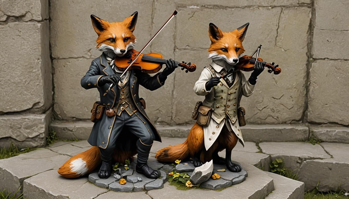 Fox Bard With Rabies And Violin