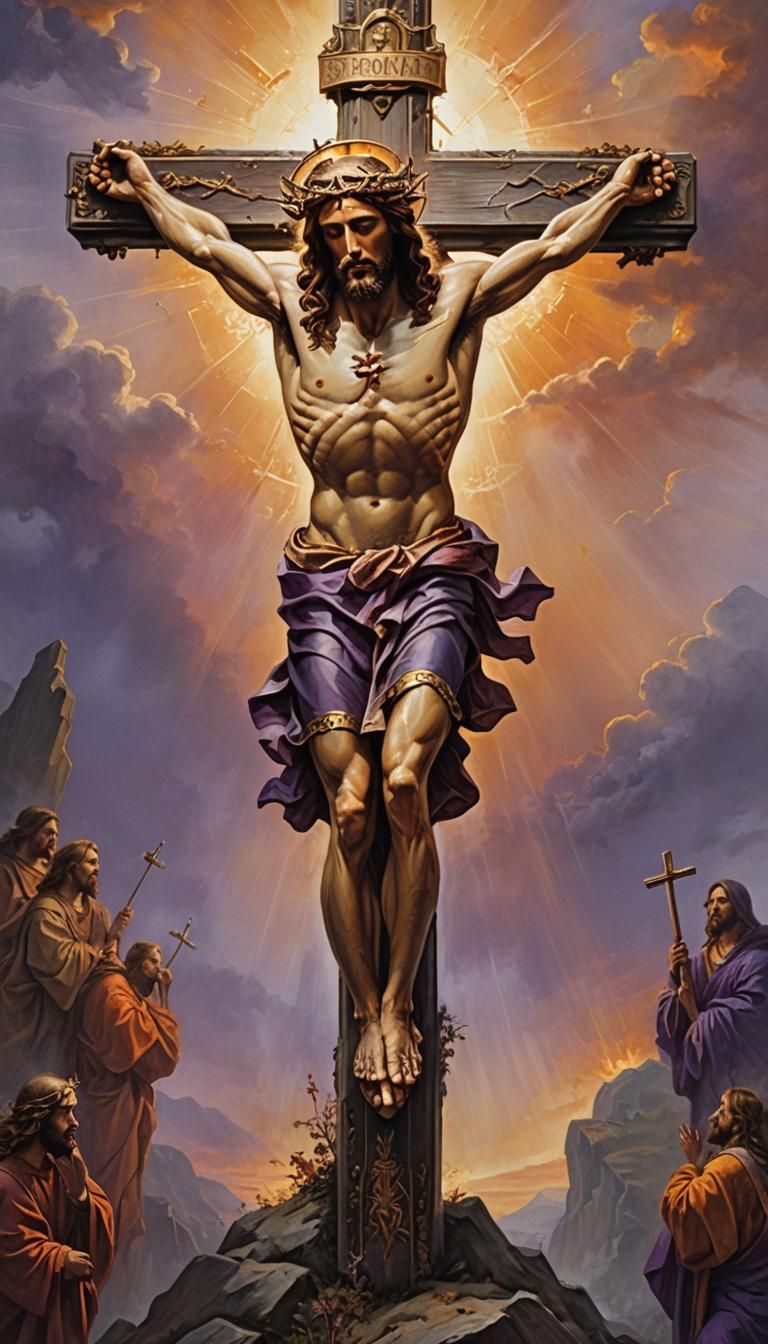 Jesus on Calvary: A Baroque-Style Oil Painting