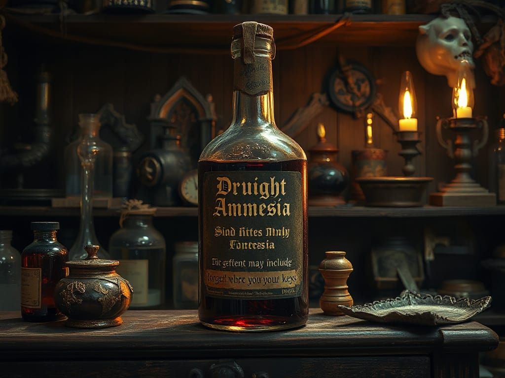Mysterious Amnesiac's Draught in a Gothic Apothecary