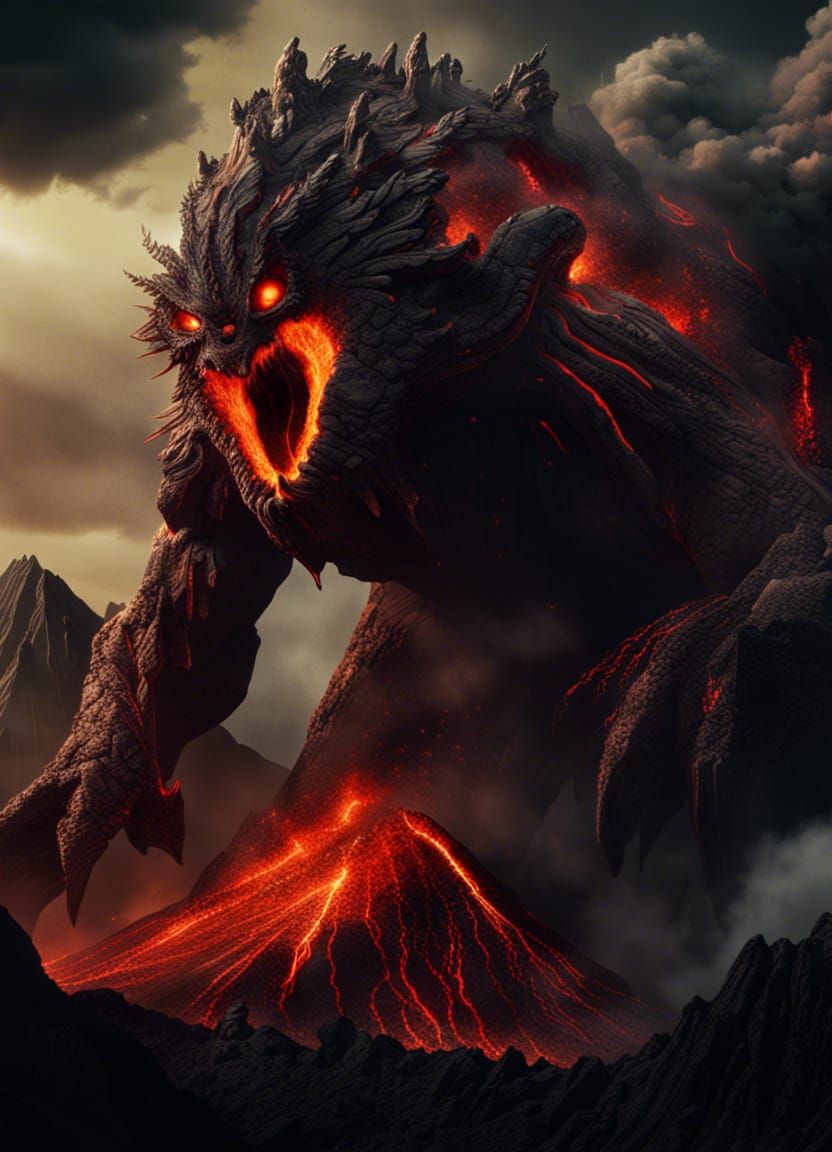 Epic Volcano Monster in Digital Matte Painting