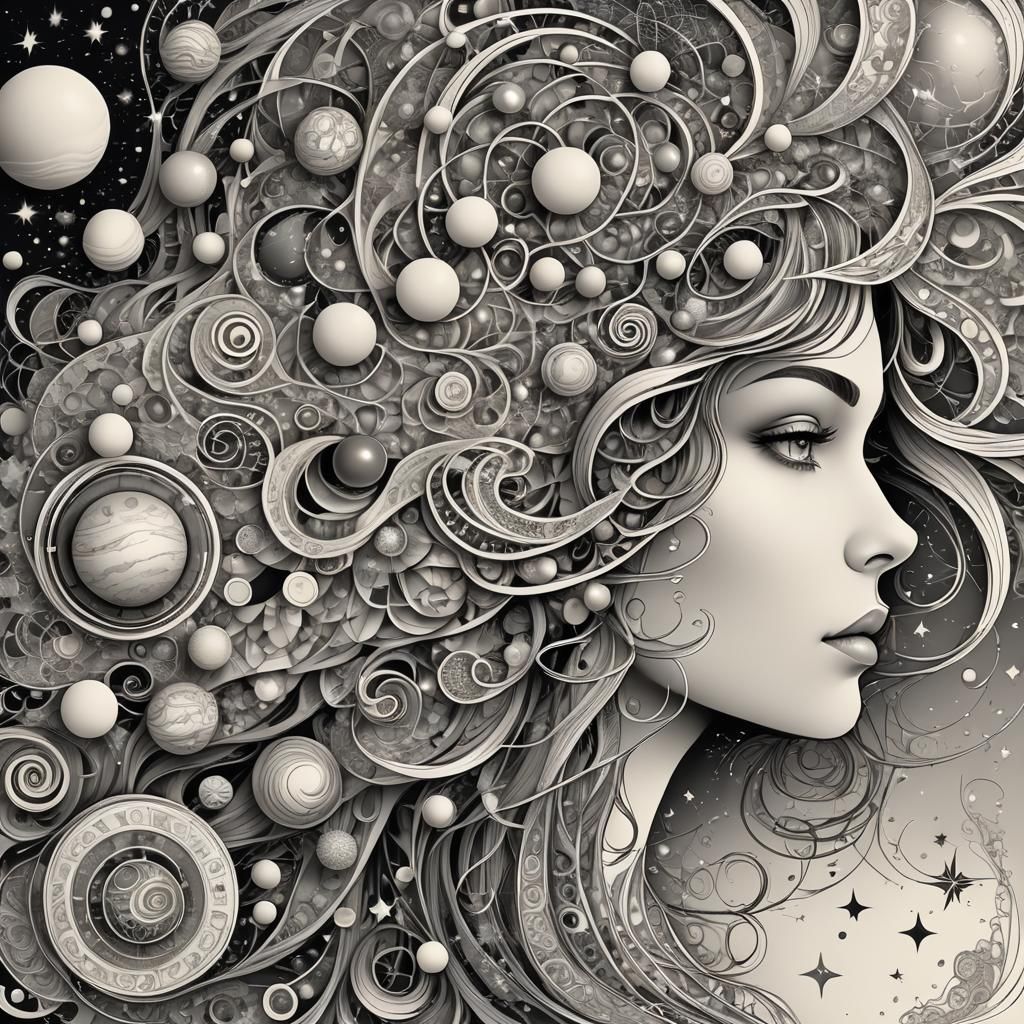 Stars and Planets Inside a Woman's Head