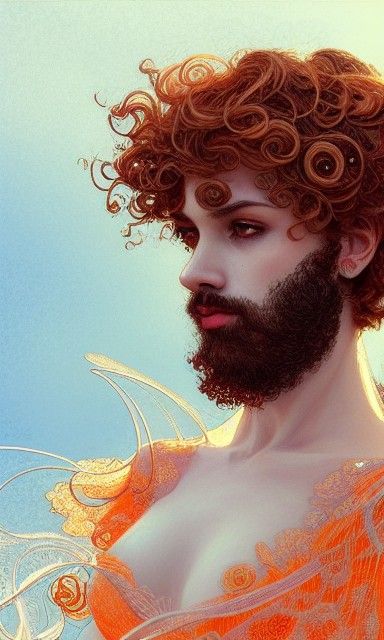 Androgynous Bearded Figure in Fauvist Style