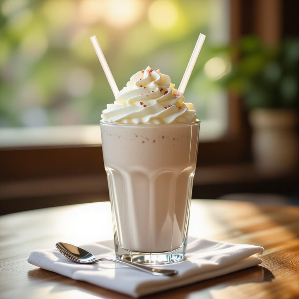 Delicious Milkshake Photographed with Natural Light and Boke...