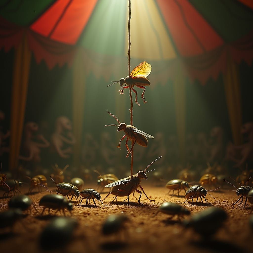Miniature Flea Circus in Vintage Style
