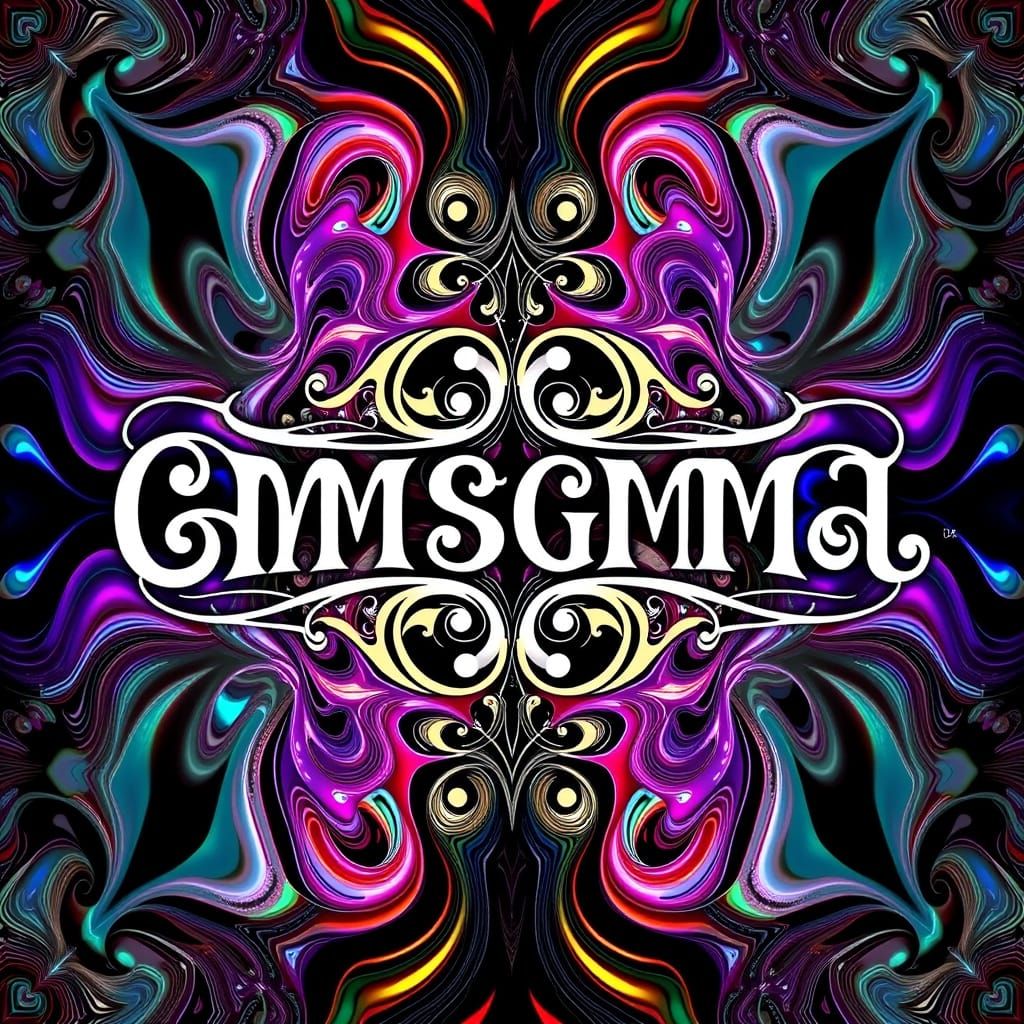 Symmetrical Ambigram in Iridescent Op Art