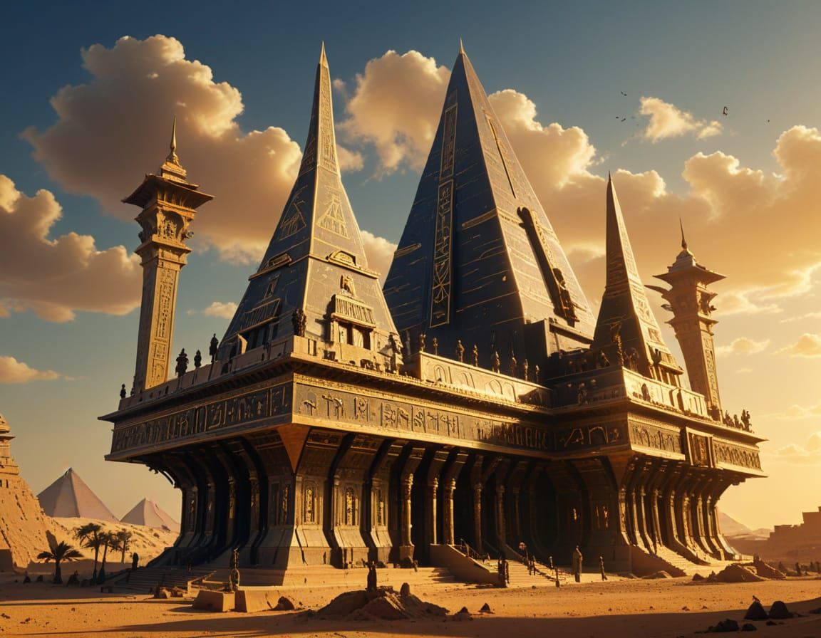 Egyptian Sci-Fi Royal Palace in Moebius Style