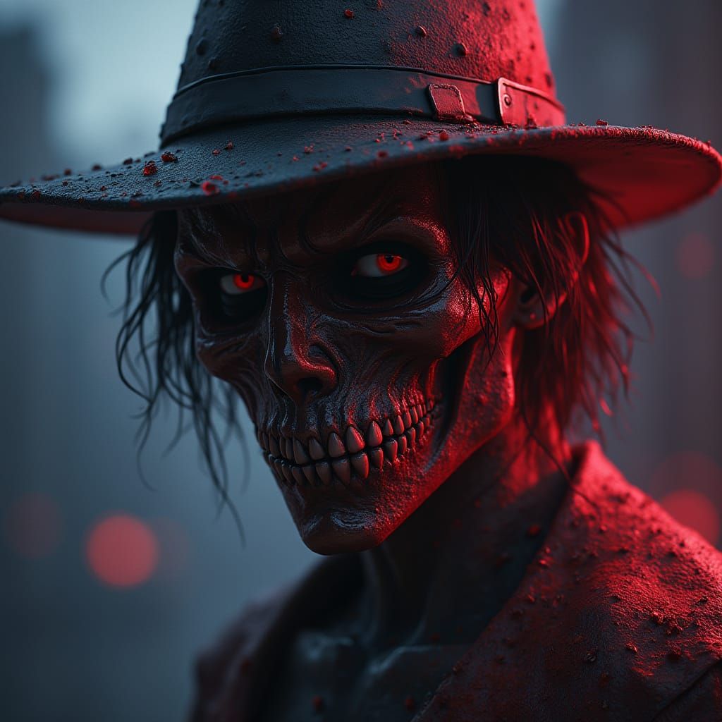 Surreal Horror Icon in Triadic Colors