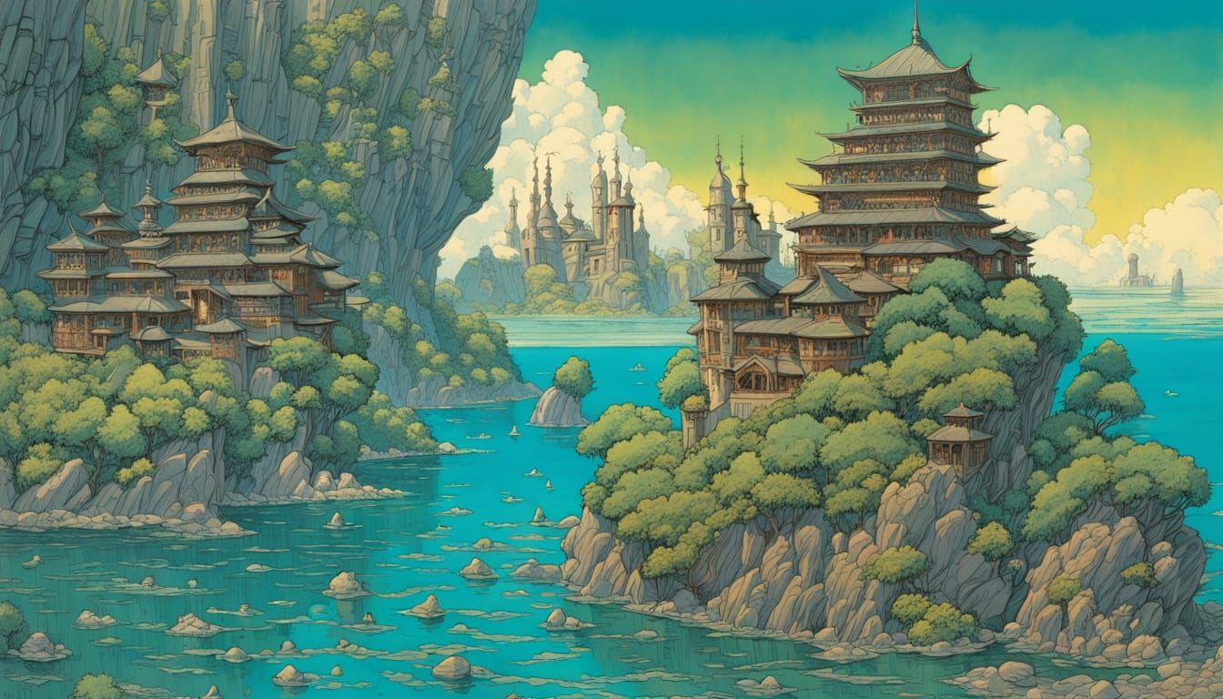 Underwater Metropolis Dreamscape in Amano Style