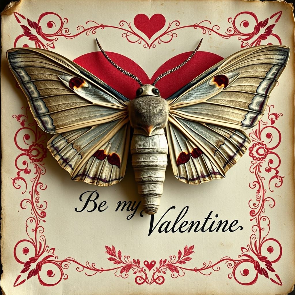 Ethereal Death's-Head Hawkmoth Adorned Valentine's Day Card