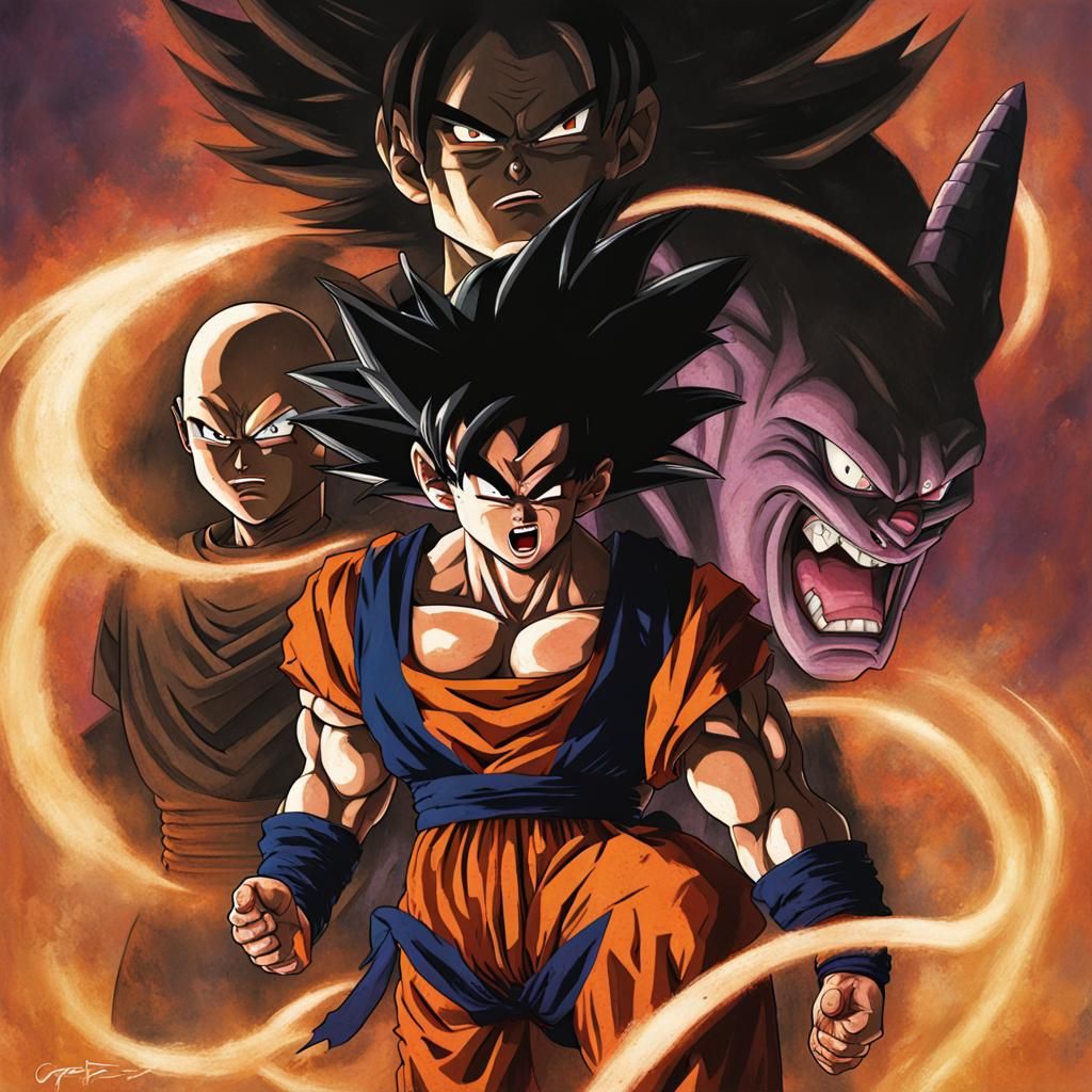 Sinister Dragon Ball Z Scene: Greg Rutkowski Style