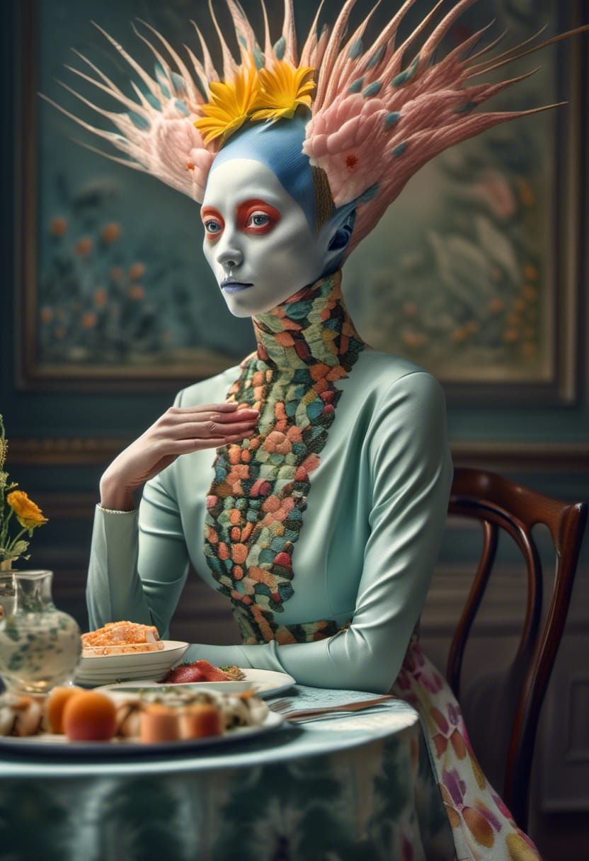 Alien Fine Dining in Polychromatic Bizarre Art