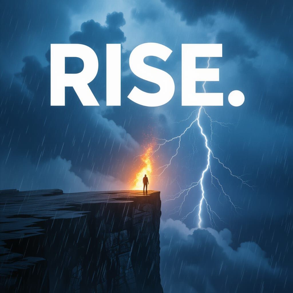 Lone Figure on Stormy Cliff, Inner Light Awakens