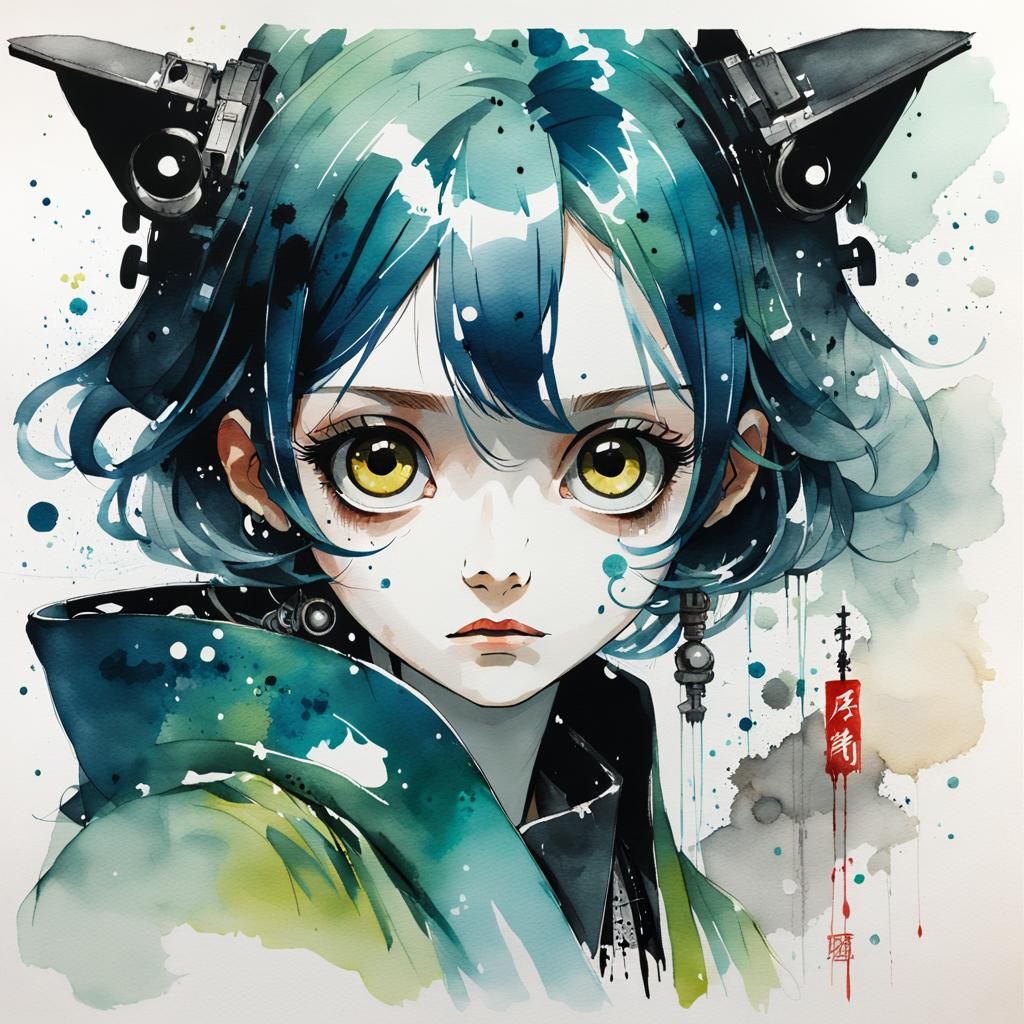 Aetherpunk Manga Portrait with Enchanted Robes