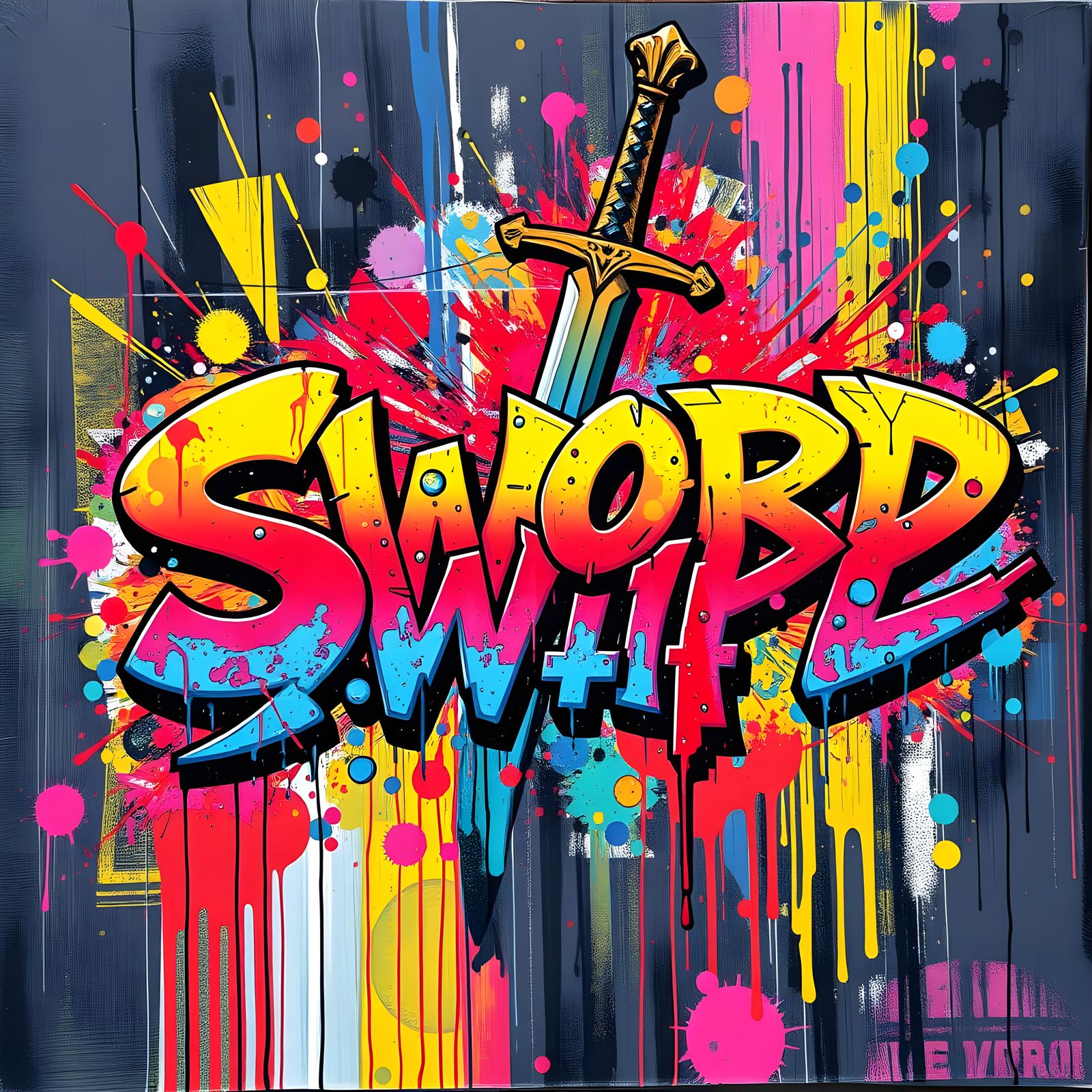 Album Cover: Sword Swipe in Graffiti Art Style