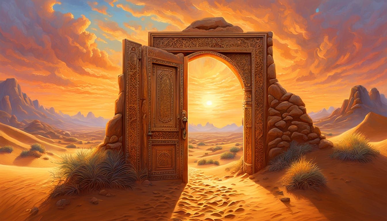 Golden Desert Door in Ethereal Fantasy Style