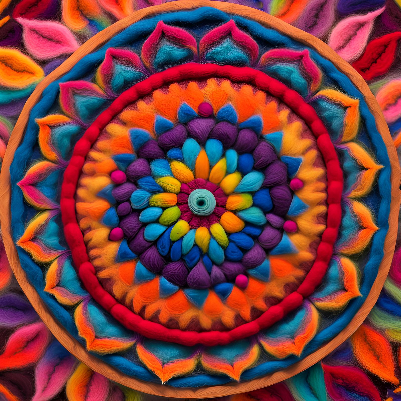 Vivid Wool Felted Mandala Art