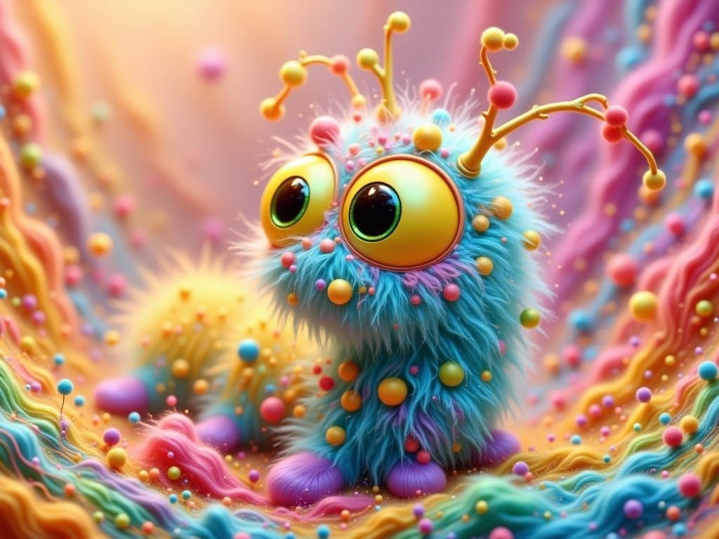 Vibrant Whimsical Caterpillar Close-up