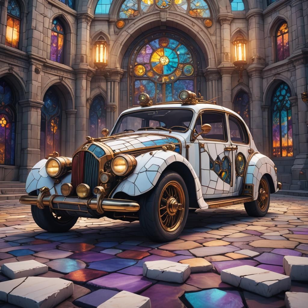 Steampunk Stained Glass Car Concept Art