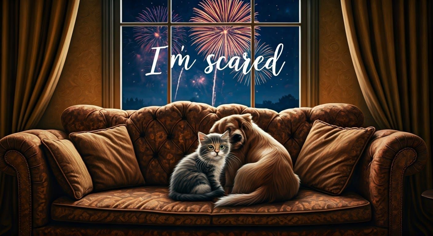 Cozy Strangers: Frightened Cat and Nervous Dog Find Comfort....