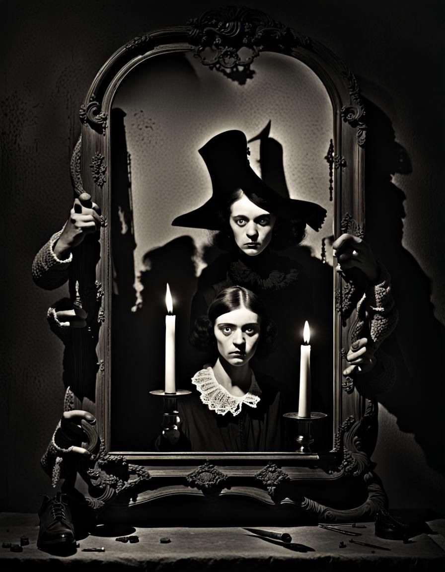 Goth Model in Goya Style with Escher-like Shadows