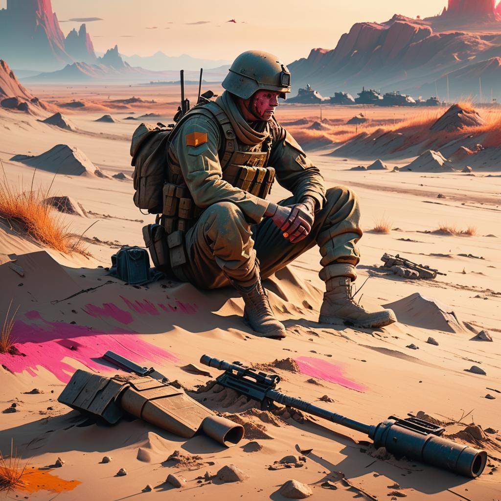 Soldier's Peace: Battlefield Scene in Digital Matte Painting