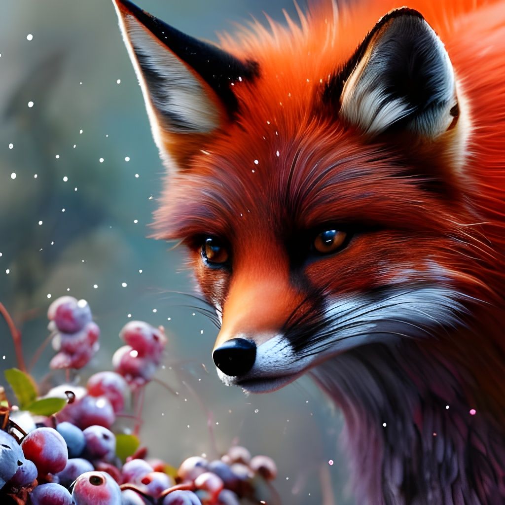 Fox with berries
