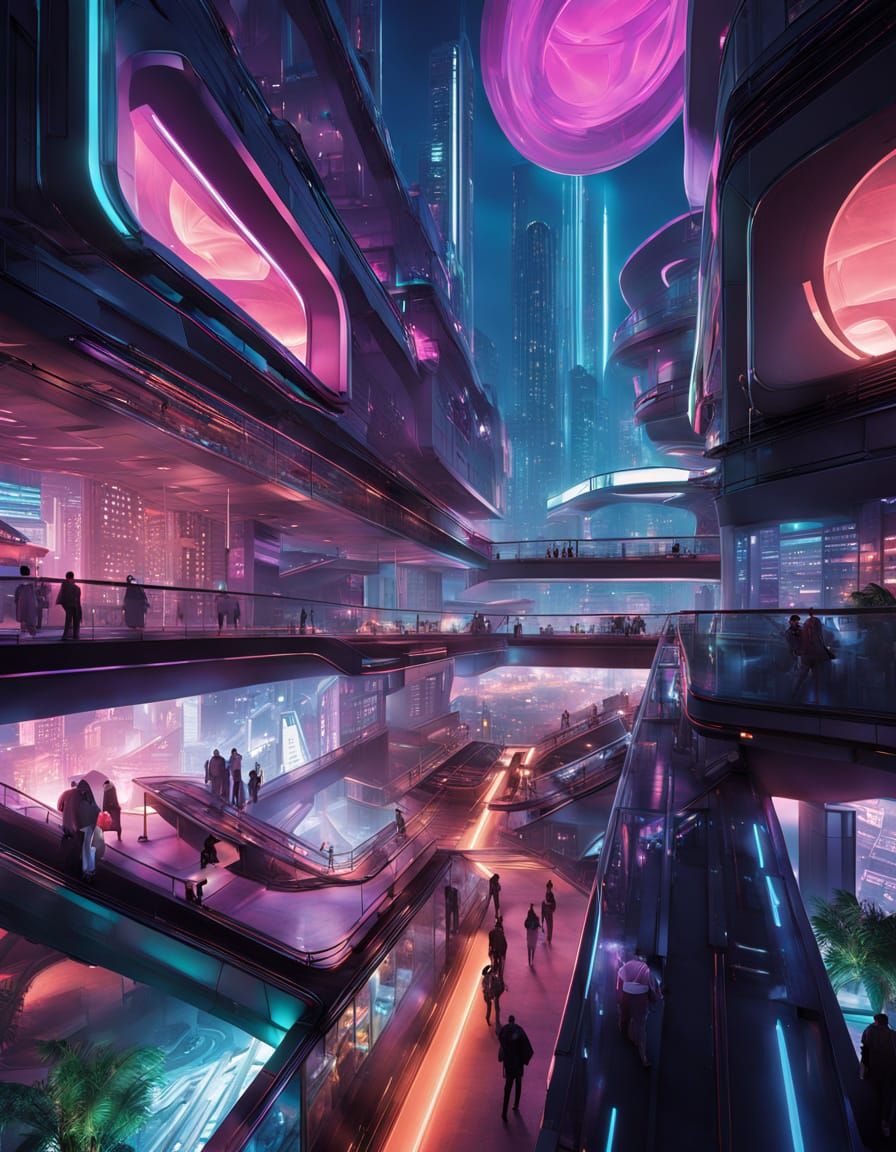 Futuristic Cyberpunk Cityscape at Night