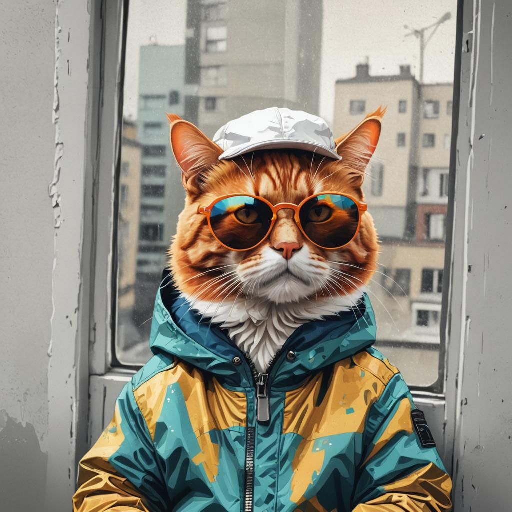 Cool Cat with Sunglasses in Pop Art Style