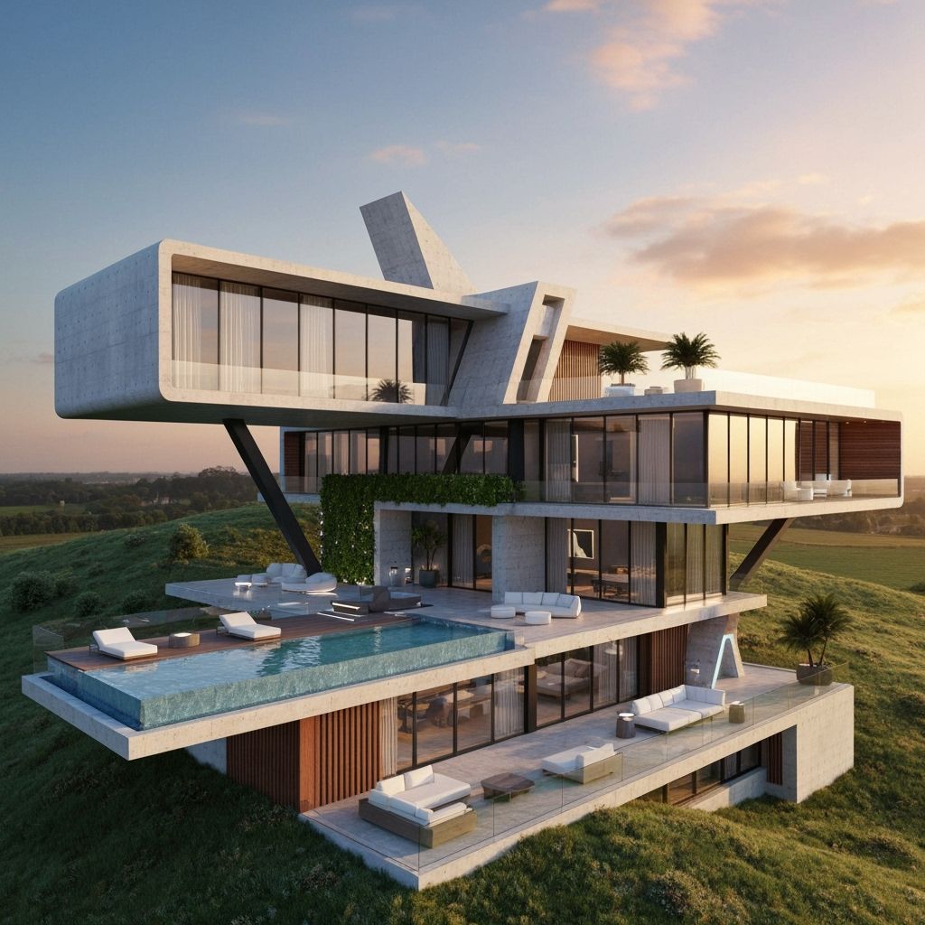 Ultra-Modern Luxury Villa with Infinity Pool at Sunset