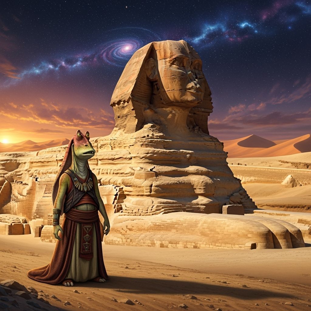 Jar Jar Binks at the Giza Sphinx: Syd Mead Style