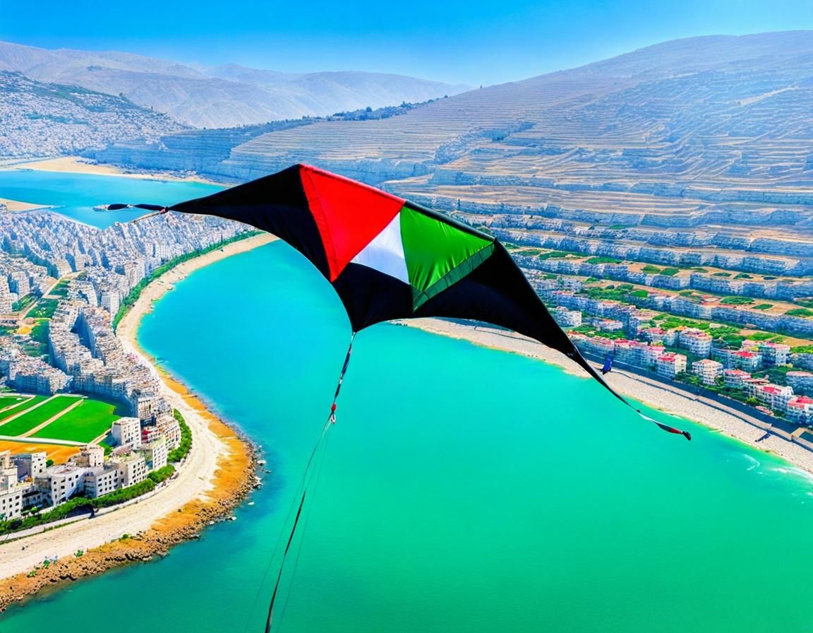 Palestinian Flag Kite Over a Breathtaking Landscape