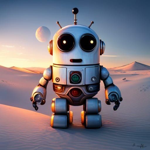 Cute Tie-Dyed Robot with Big Eyes