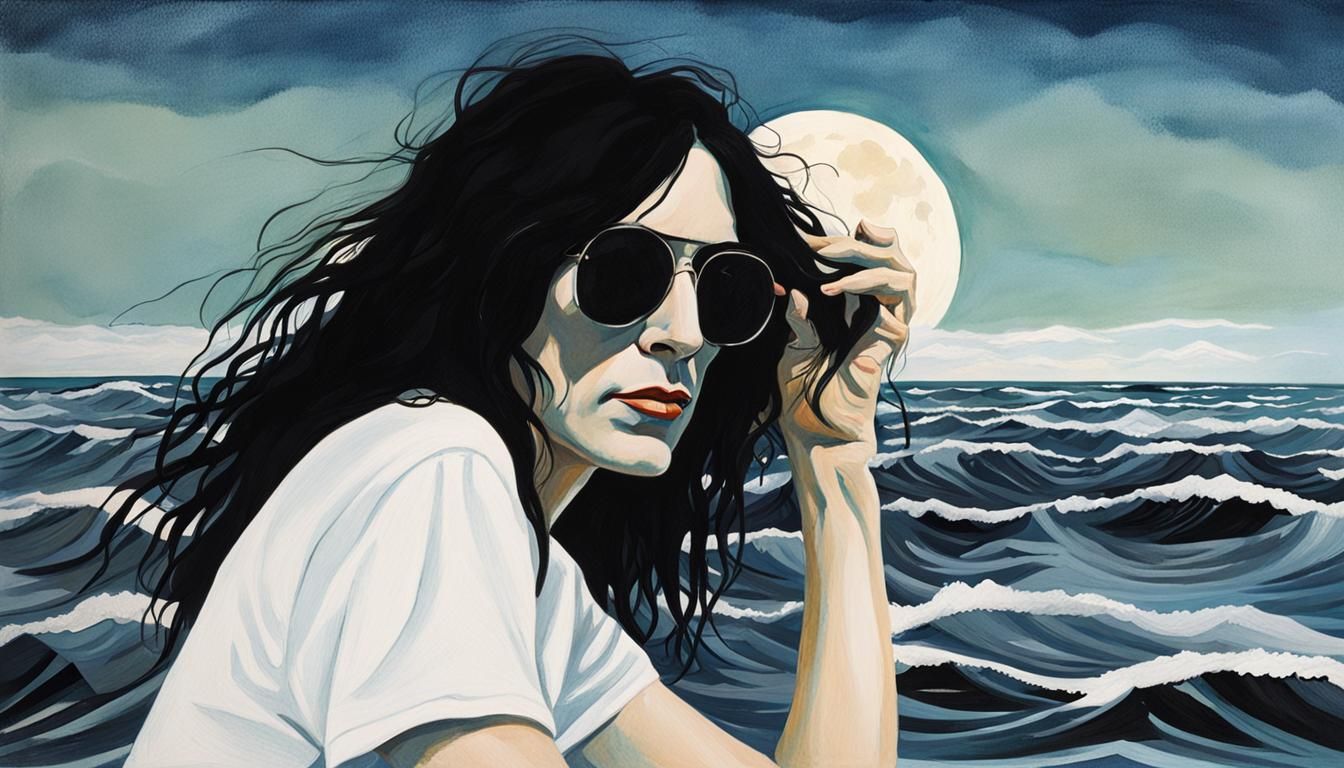 Patti Smith Inspired Gouache Painting with Flowing Hair