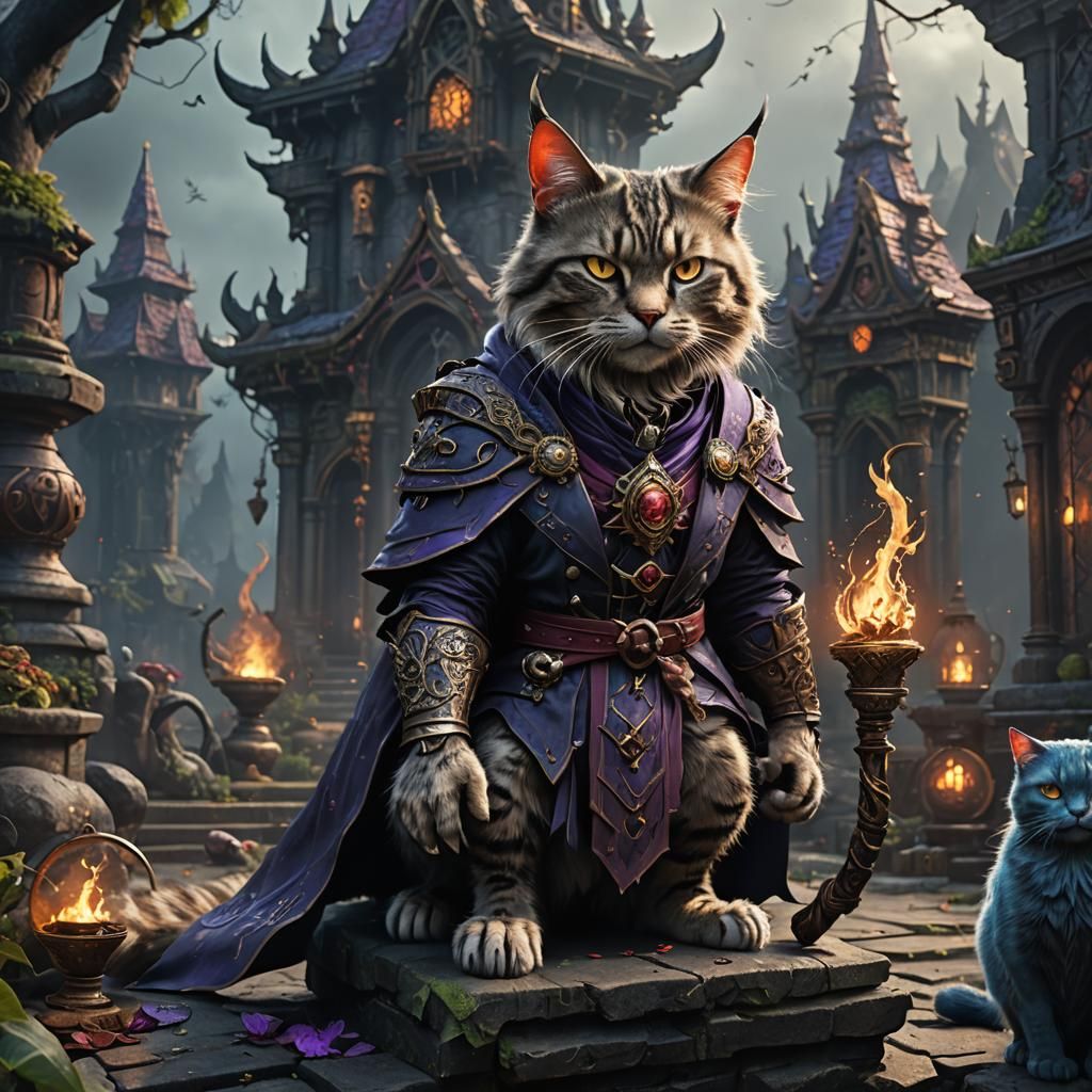 Evil Warlock Sphynx Cat Fantasy Art