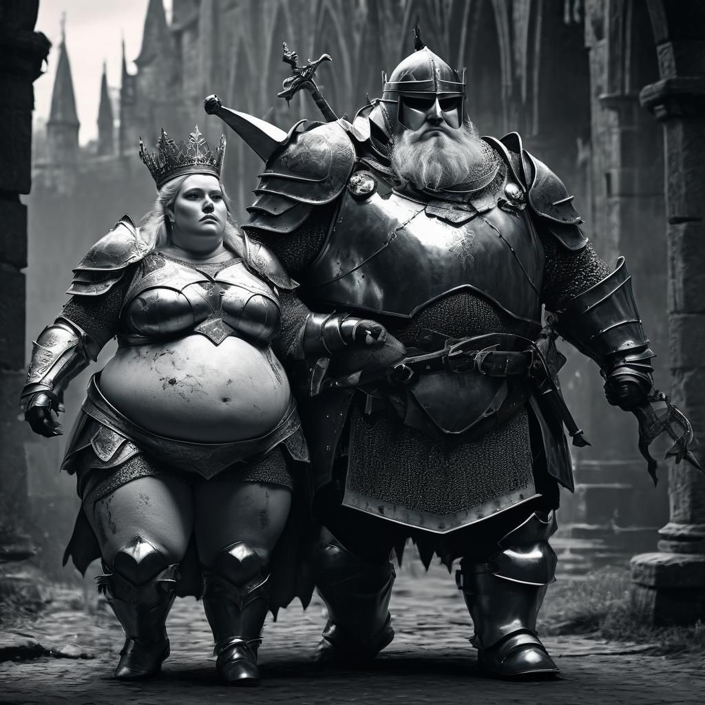 Fantasy Knight and Princess Rescue in Comic Noir