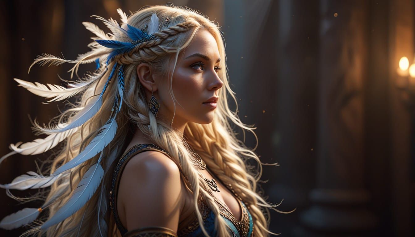 Nordic Goddess with Braids in Photorealistic Style