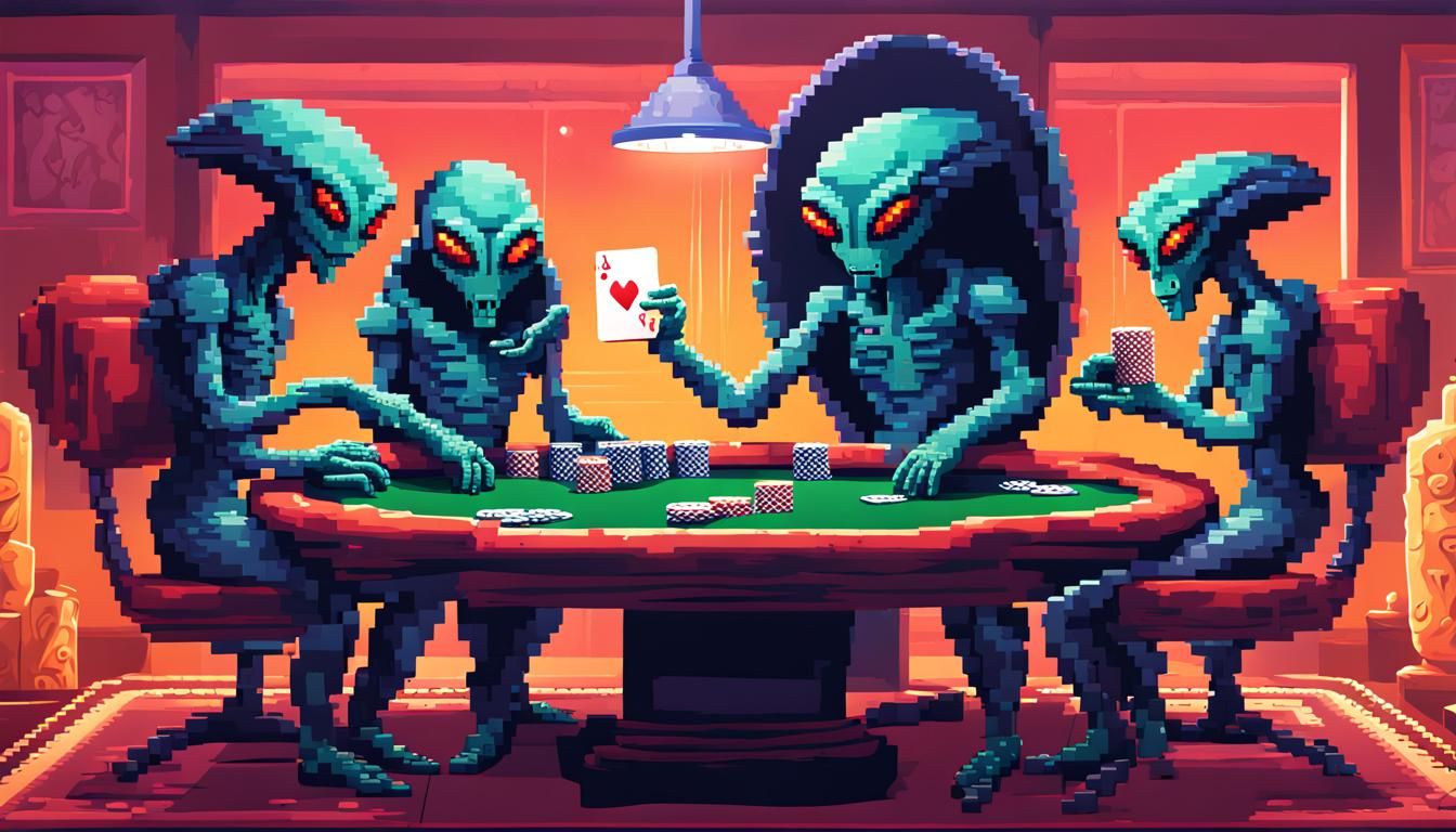 Aliens Playing Poker in Pixel Art Style