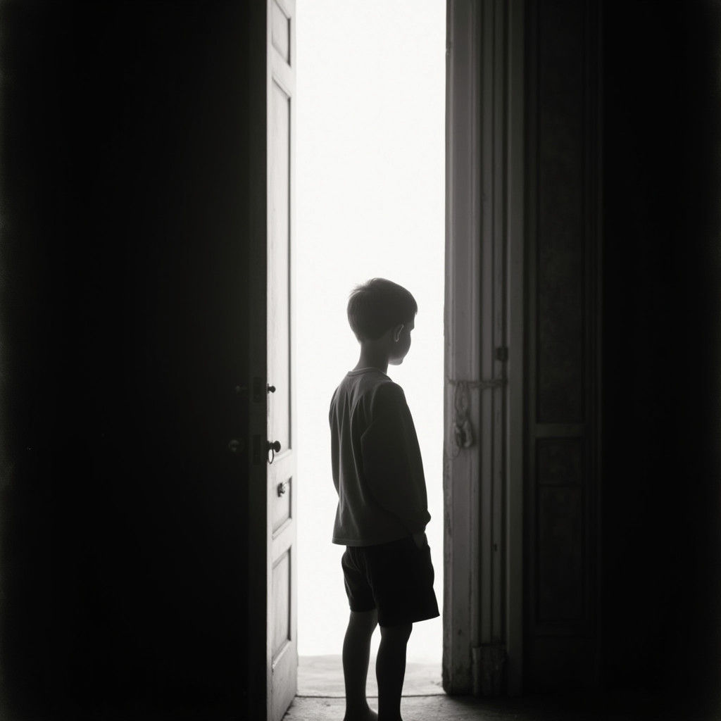 Moody Boy Silhouette in a Doorway