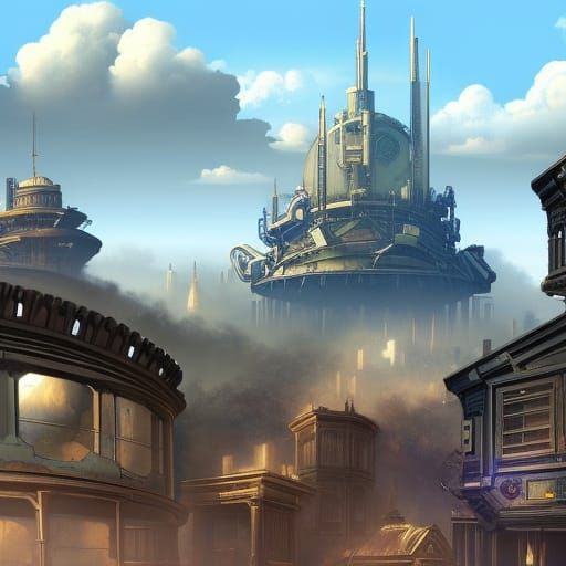 Steampunk Universe with Victorian Architecture in 8K