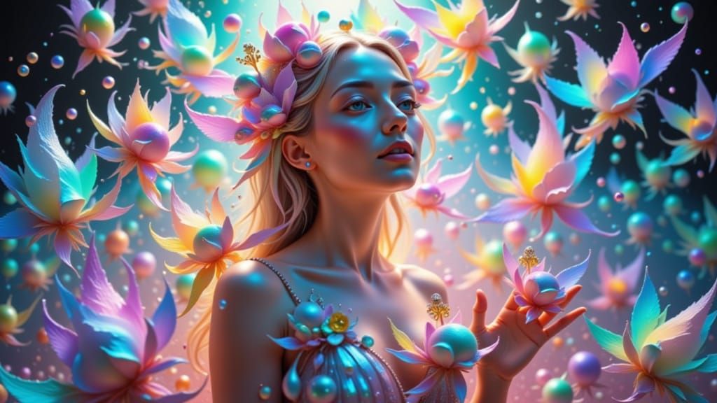 Ethereal Goddess Melusine in Vibrant Citron Haze