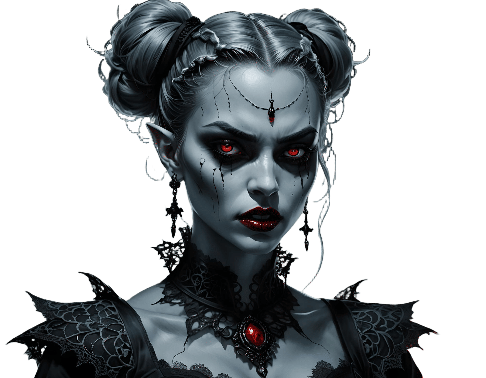 Vampire Girl with Pale Blue Skin in Anime Style