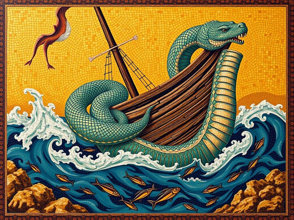 Ancient Roman Mosaic Depicts Majestic Sea Serpent Sinking a ...
